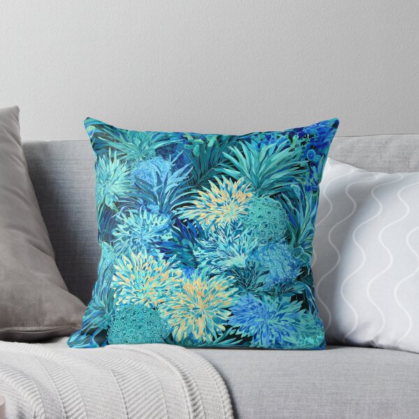 Item preview, Blue Tropical Floral Pattern Pineapple Coral Reef Art designed and sold by Lunat1kk.