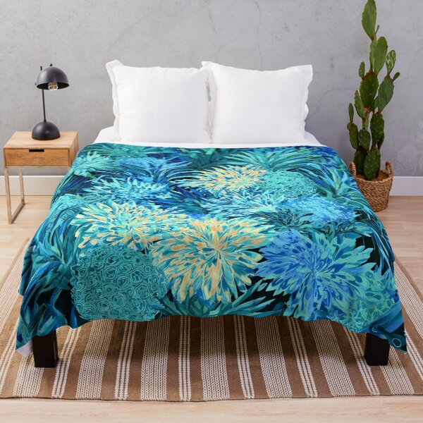 Item preview, Blue Tropical Floral Pattern Pineapple Coral Reef Art designed and sold by Lunat1kk.