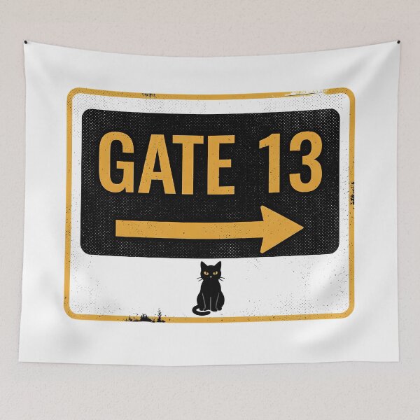 Item preview, Gate 13 - Airport Sign with a Black Cat, Unlucky 13 Travel designed and sold by EMaviation_.