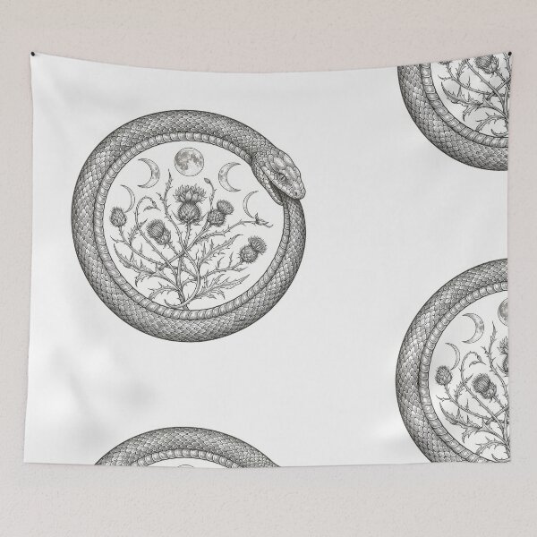 Item preview, Ouroboros Snake With Thistle And Moon Phases designed and sold by Rahat3344.