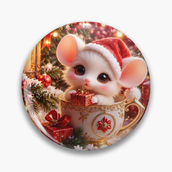 Item preview, Cute Christmas Mouse Teacup Santa Hat Vertical Art designed and sold by kawaiiaianimals.