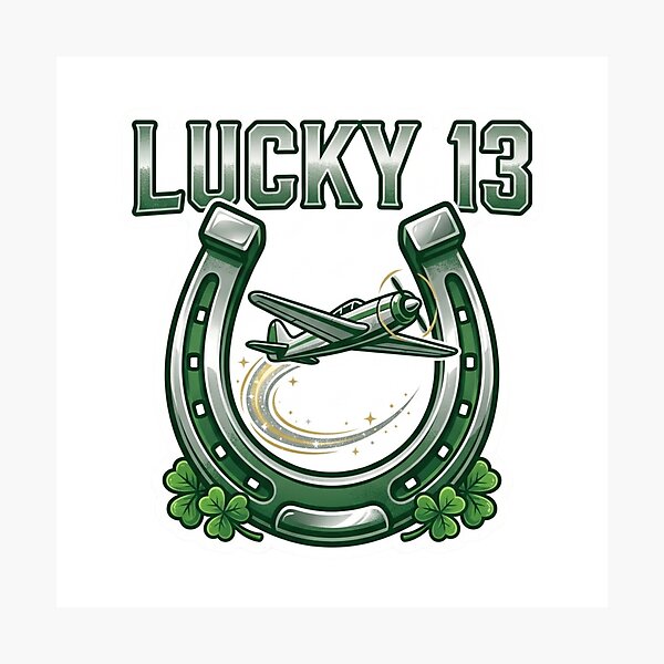 Item preview, Lucky 13 Horseshoe - Vintage Plane Flying Through for Good Luck designed and sold by EMaviation_.