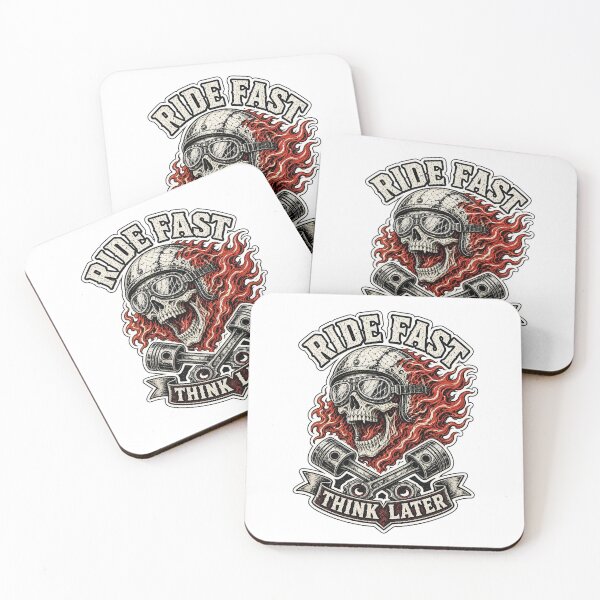 Item preview, Ride Fast Think Later - Flaming Skull Biker Helmet Sticker designed and sold by Daily-Drip-Tees.