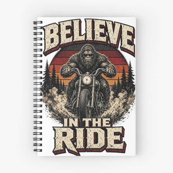 Item preview, Believe in the Ride - Bigfoot Biker Retro Sunset designed and sold by Daily-Drip-Tees.
