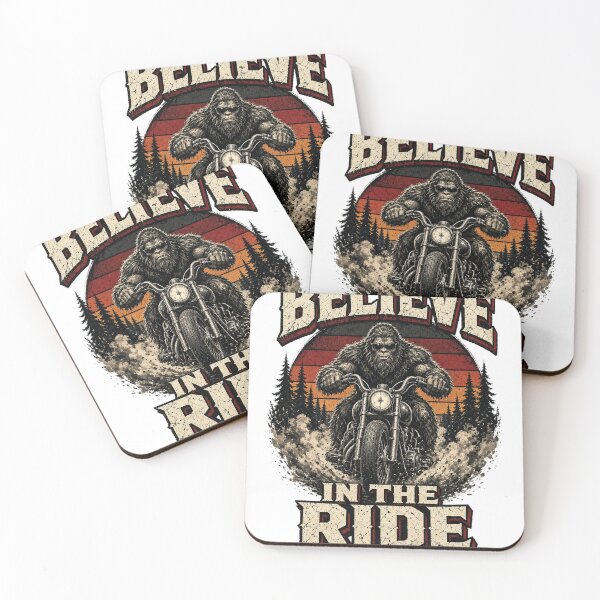 Item preview, Believe in the Ride - Bigfoot Biker Retro Sunset designed and sold by Daily-Drip-Tees.