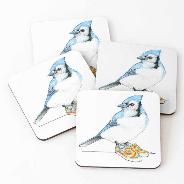 Item preview, Blue Jay in Tie-Dye Sneakers designed and sold by JimsBirds.