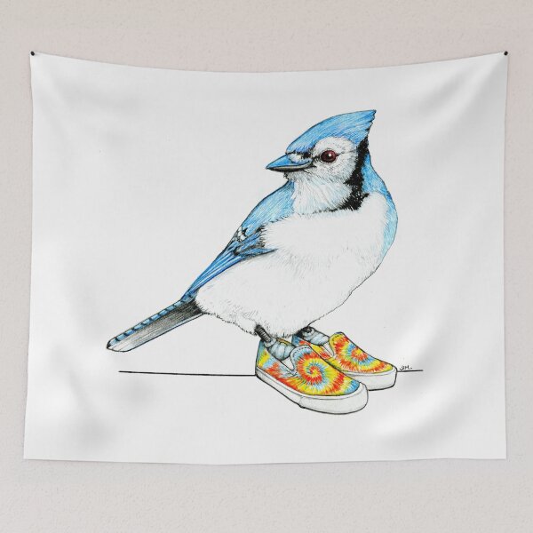 Item preview, Blue Jay in Tie-Dye Sneakers designed and sold by JimsBirds.