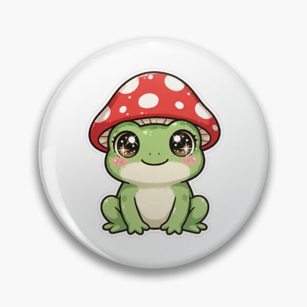 Item preview, Cute Cottagecore Frog Mushroom Hat Kawaii Amphibian Animal Art designed and sold by Neon Bones Studio.