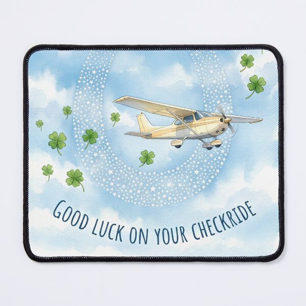 Item preview, Good Luck on Your Checkride - Watercolor Plane and Star Horseshoe designed and sold by EMaviation_.