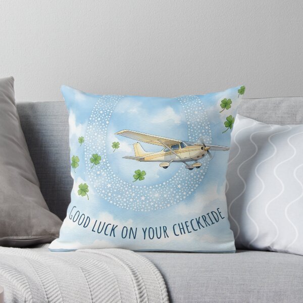 Item preview, Good Luck on Your Checkride - Watercolor Plane and Star Horseshoe designed and sold by EMaviation_.