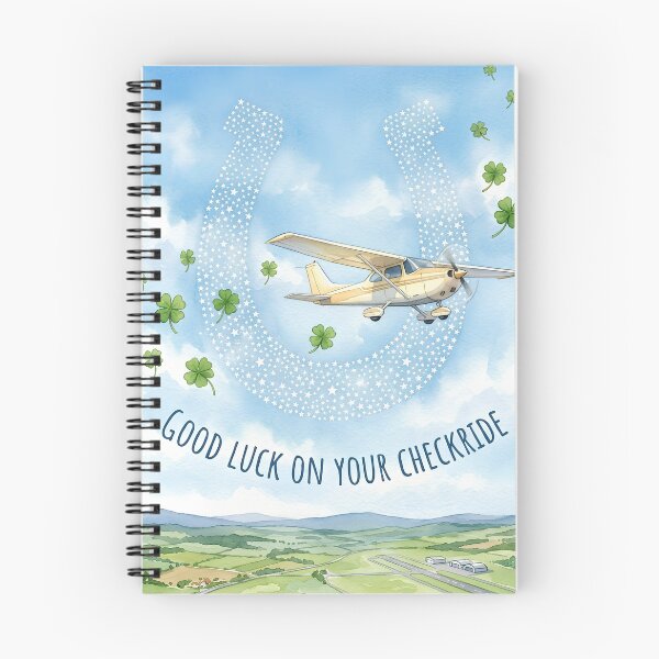 Item preview, Good Luck on Your Checkride - Watercolor Plane and Star Horseshoe designed and sold by EMaviation_.