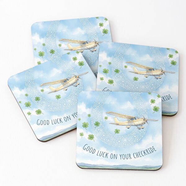 Item preview, Good Luck on Your Checkride - Watercolor Plane and Star Horseshoe designed and sold by EMaviation_.