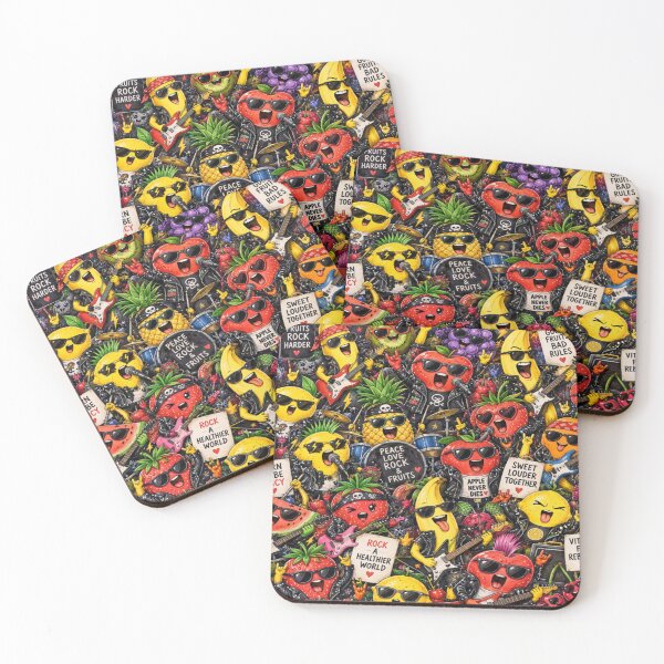Item preview, Rock Band Fruits Juicy Music Fun Pattern designed and sold by Imaginarium of Chaos falcon88 .