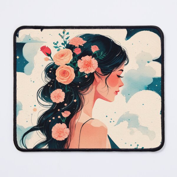 Item preview, Beautiful girl with flowers in her hair #13. designed and sold by ELFofDREAMS.