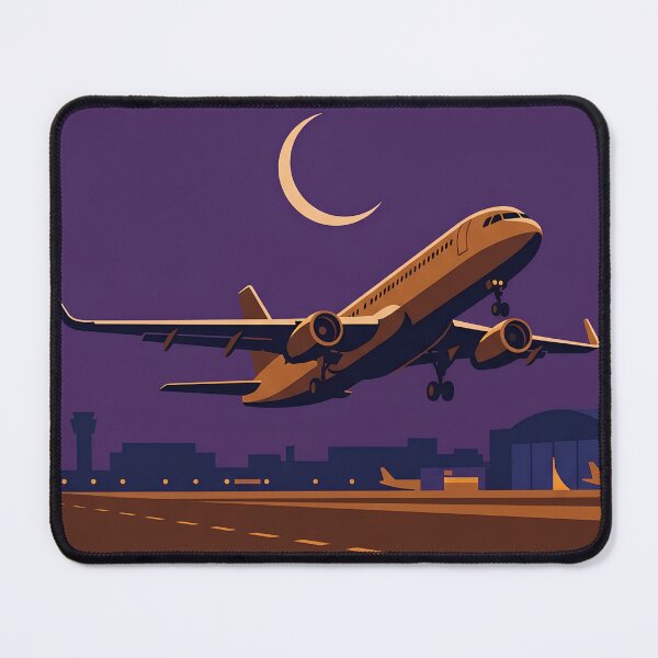 Item preview, Flight 1313 - Retro Night Takeoff with Three Black Cats Watching designed and sold by EMaviation_.