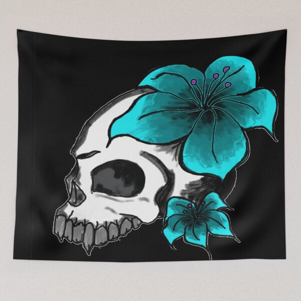 Item preview, Floral Skull Black Background designed and sold by Silverwolf144.