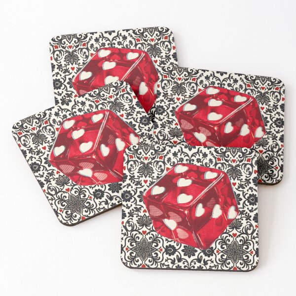 Item preview, Red Love Dice with Heart Pips on Damask designed and sold by Fani*.