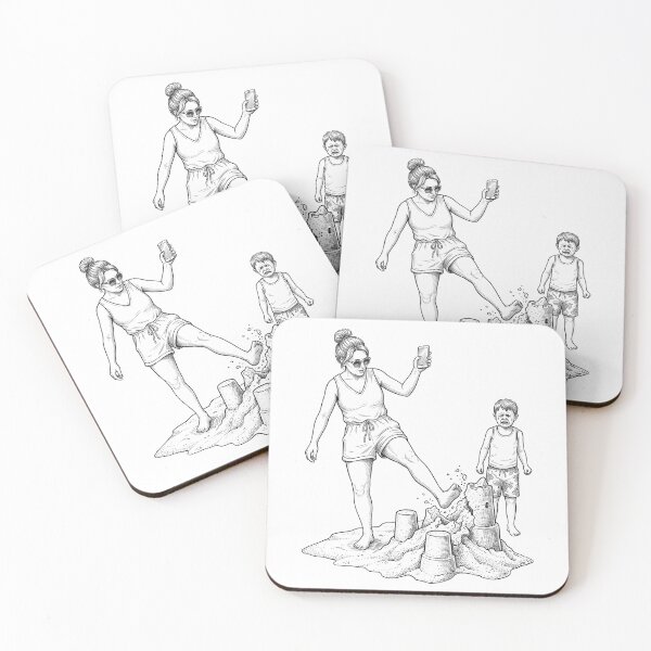 Item preview, Woman Kicking A Sandcastle designed and sold by Naux | Design & Illustration.