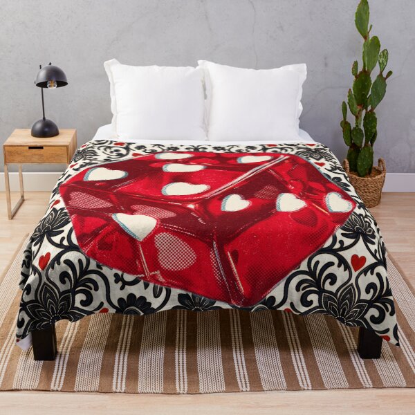 Item preview, Red Love Dice with Heart Pips on Damask designed and sold by Fani*.