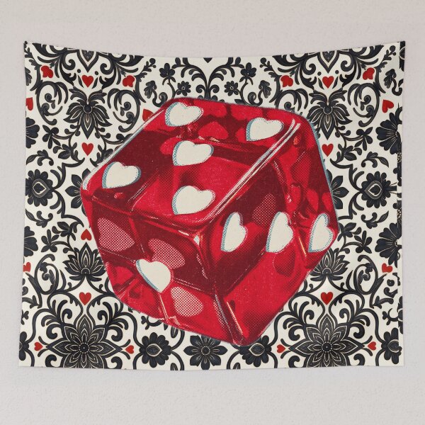 Item preview, Red Love Dice with Heart Pips on Damask designed and sold by Fani*.