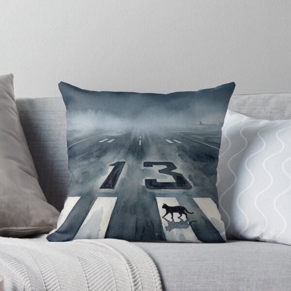 Item preview, Runway 13 in the Fog - Watercolor Black Cat Crossing the Threshold designed and sold by EMaviation_.