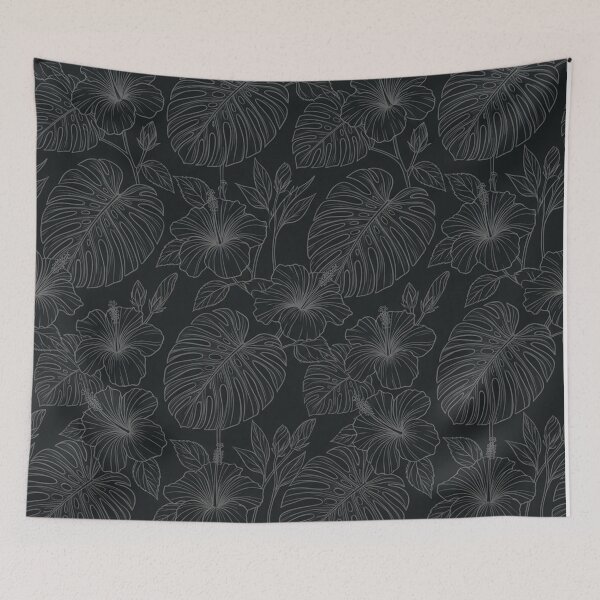 Item preview, Monstera and Hibiscus Floral Line Art Pattern designed and sold by Owcomm.