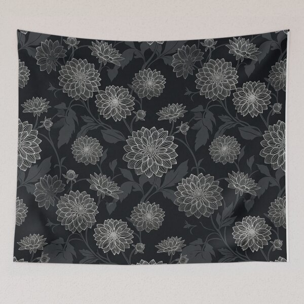 Item preview, Elegant White Dahlia Flowers On Dark Background Pattern designed and sold by Owcomm.