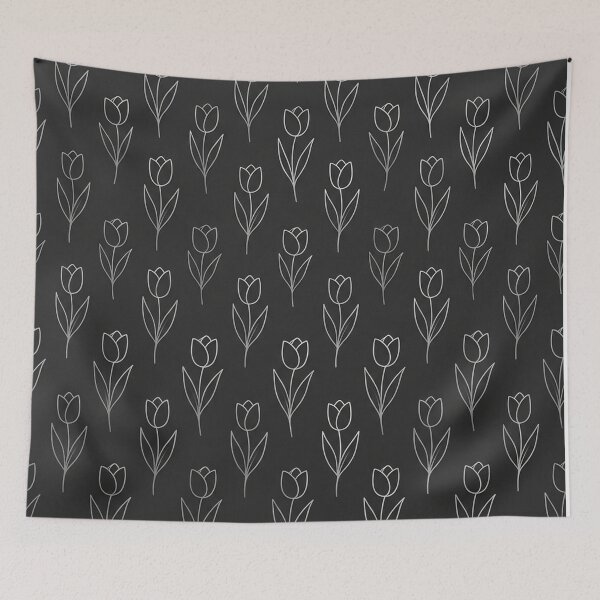 Item preview, Minimalist White Tulip Floral Pattern On Black designed and sold by Owcomm.
