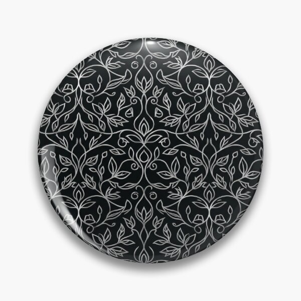 Item preview, Silver Floral Damask Pattern On Black designed and sold by Owcomm.
