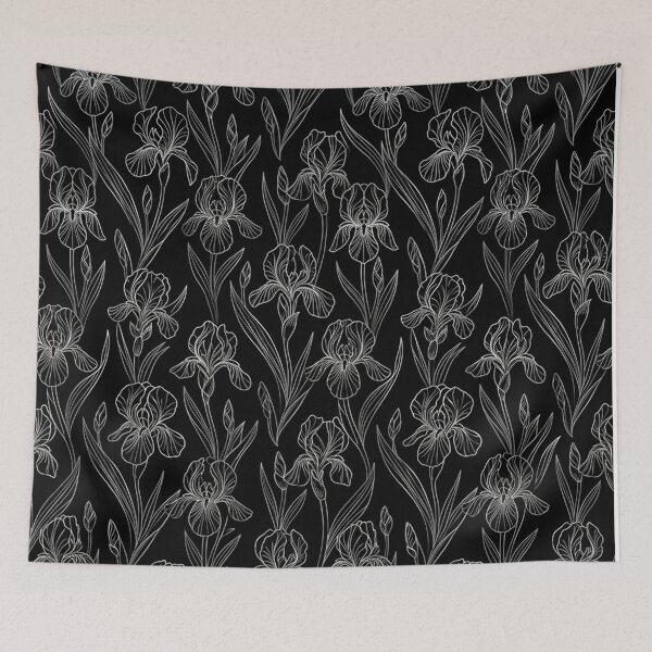 Item preview, Elegant White Iris Floral Line Art Pattern designed and sold by Owcomm.
