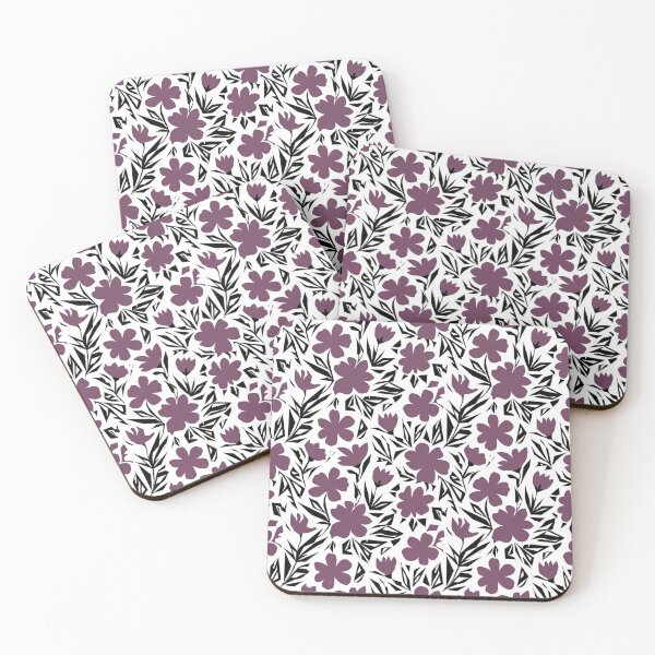 Item preview, Purple Floral Linocut Pattern Silhouette designed and sold by Owcomm.