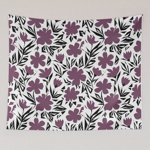 Item preview, Purple Floral Linocut Pattern Silhouette designed and sold by Owcomm.