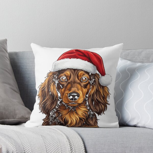 Item preview, Adorable Christmas Dachshund dog donning a Santa Claus hat Oversized T-Shirt designed and sold by E-Capoeira shop.