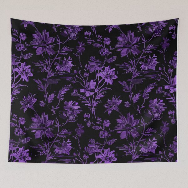 Item preview, Dark Purple Glitch Floral Botanical Pattern designed and sold by Owcomm.