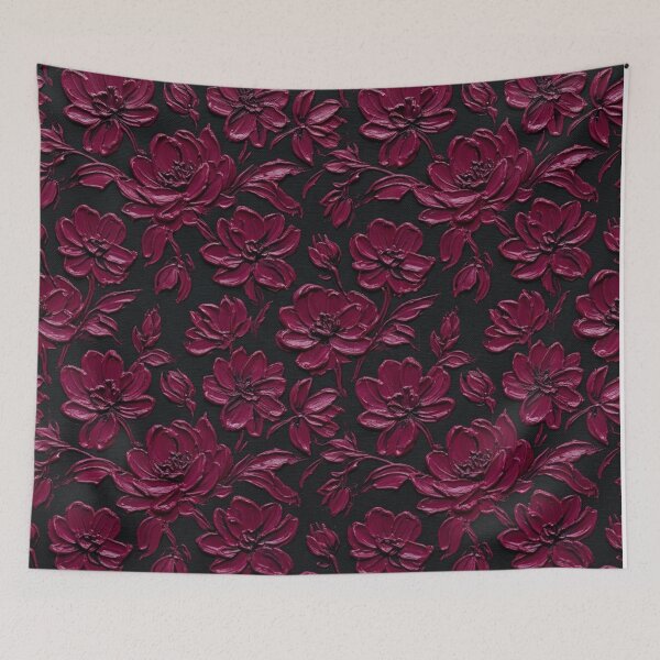 Item preview, Textured Burgundy Floral Oil Paint Pattern designed and sold by Owcomm.