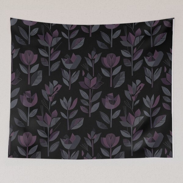 Item preview, Dark Purple Geometric Floral Botanical Pattern designed and sold by Owcomm.
