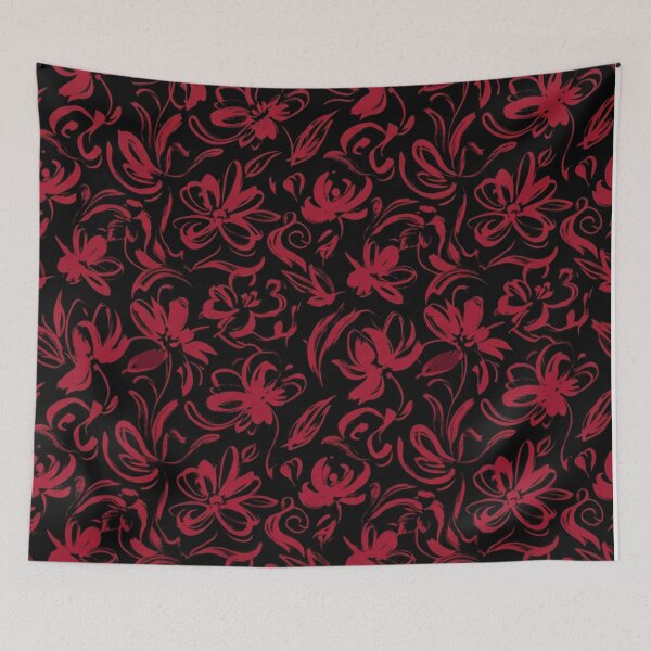 Item preview, Elegant Dark Red Floral Brush Pattern designed and sold by Owcomm.