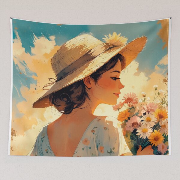 Item preview, Girl with flowers in her hand, beautiful design #9. designed and sold by ELFofDREAMS.