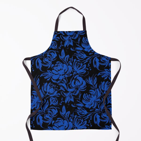 Item preview, Cobalt Blue Floral Blossom Pattern On Black designed and sold by Owcomm.