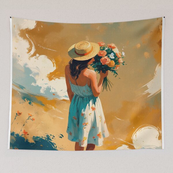 Item preview, Girl with flowers in her hand, beautiful design 12. designed and sold by ELFofDREAMS.