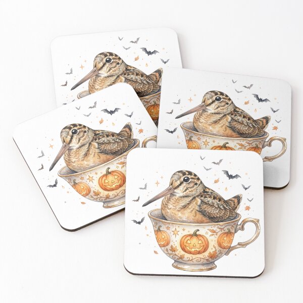 Item preview, Halloween Timberdoodle Tea Party | American Woodcock in Pumpkin Teacup designed and sold by HelgaCraftery.