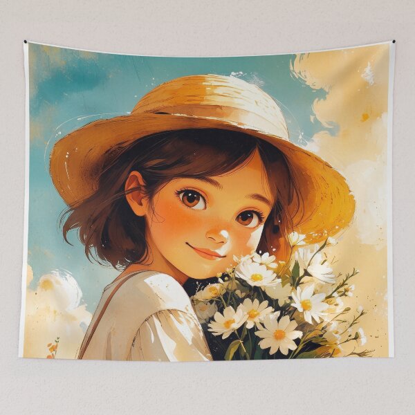 Item preview, Girl with flowers in her hand, beautiful design #13. designed and sold by ELFofDREAMS.