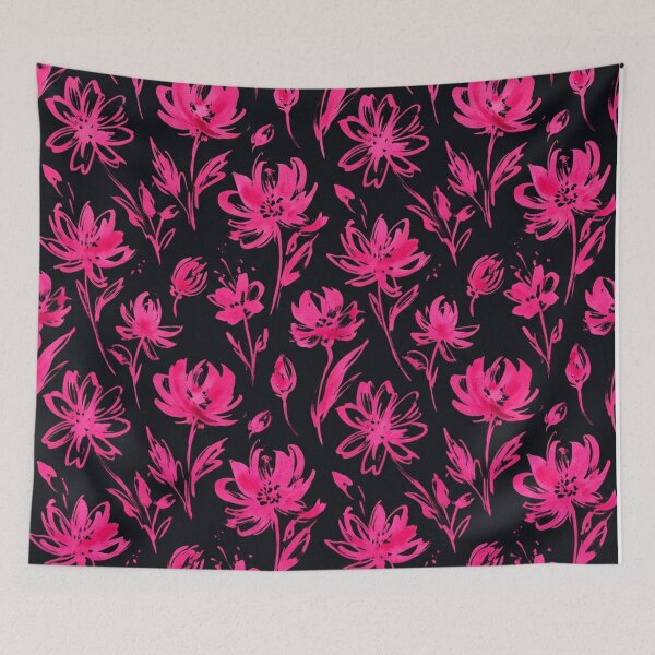 Item preview, Vibrant Pink Floral Pattern on Dark Background designed and sold by Owcomm.