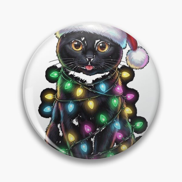 Item preview, Black Cat Christmas Led Lights Xmas Tree kitten in Santa hat funny gift Classic T-Shirt designed and sold by teluguredbubble.
