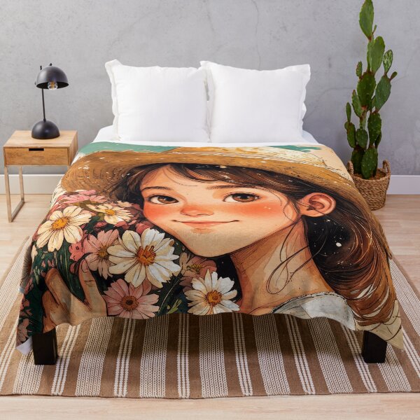 Item preview, Girl with flowers in her hand, beautiful design #14. designed and sold by ELFofDREAMS.