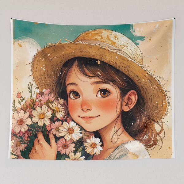 Item preview, Girl with flowers in her hand, beautiful design #14. designed and sold by ELFofDREAMS.