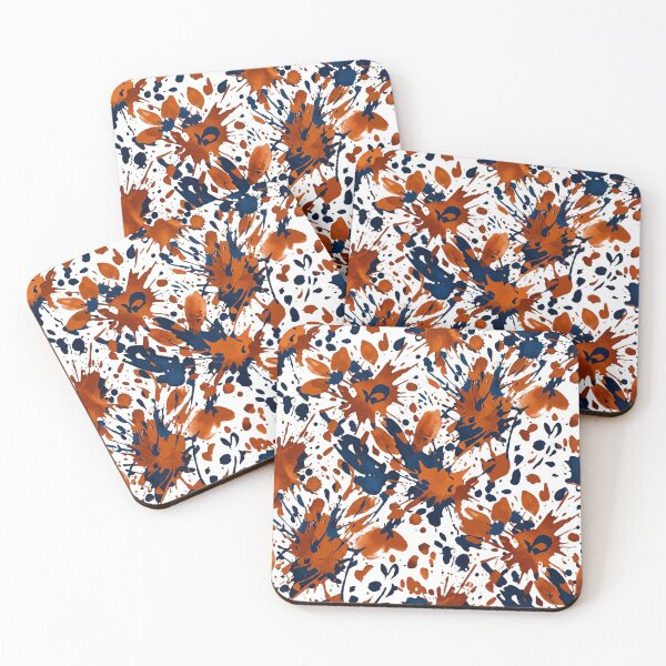 Item preview, Orange And Navy Blue Paint Splatter Pattern designed and sold by Owcomm.