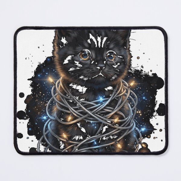 Item preview, Black Santa Cat Tangled Up In Lights Christmas Santa Classic T-Shirt (2) designed and sold by Atros.