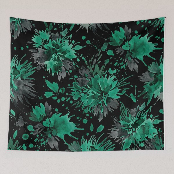 Item preview, Emerald Green Ink Watercolor Floral Pattern designed and sold by Owcomm.