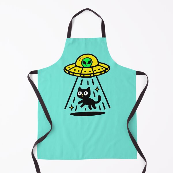 Item preview, Alien UFO Abducting Black Cat – Funny Space Sticker designed and sold by PIXEL POP DESIGNS - Beyond the Norm!.